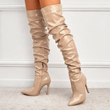 Autumn And Winter Fashionable High-Heeled Boots, High-Legged Women's Boots, Folding And Stacking Knee