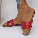 Light-And-Dip Flat-Bottomed Slippers Women Wear A Word Retro Beach Cool