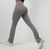 Scrunch Sporty Flare Legging Raises Butt Women Gym Clothing Female Fitness Tights Push Up High Waist Sport Pants Black