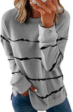 Tie-dyed Printed Striped Round Neck Loose