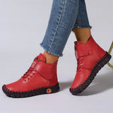 Women's Shoes Plus Velvet Warm High-Cotton Shoes Winter Hand-Sewn Mother Shoes Soft Bottom Flat