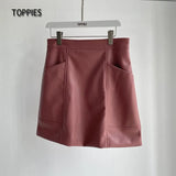 2021 New Women PU Jackets Fashion Female Streetwear Coat + Leather Skirt Office Lady A-line Short