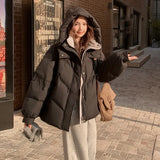 Down Cotton Jacket Female 2024 New Winter Small Foreign Style Cotton-Padded Jacket Short Students Splicing Cotton-Padded Coat Thick-Outfit