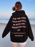 Cotton Unisex Hoodie Print Quote For The LORD Your God Will Be With You Wherever You Go-Outfit