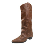 Rivet High-Cube Trouser Boots French Women's Boots With Western Cowboy Boots Knight Boots Small Long