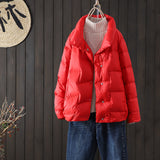 2024 New Down Jacket Female Short Thin Loose Casual Lapel Warm White Duck Down Short Coat Tide-Outfit