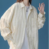 Zingj And Long Sunscreen Striped Shirt Female Summer Hong Kong Flavor Retro Chic Niche Unique Chic Top Thin