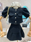 Sweet Two Piece Set Women Shirt Blouse Crop Top Skirt Suits Small Fragrance 2 Piece Suits Fashion Sexy Outfits For