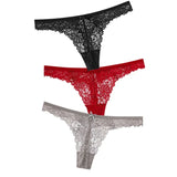 Sexy Lace Thong Low Waist Lace Transparent Panties Women Hollow out Breathable G String Briefs Bow Underwear