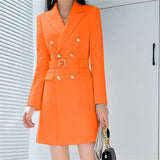 Korean Version Of The Suit Jacket Women's Long Spring And Autumn Wind Coat Women's New Double Row Buckle Long Suit Suit