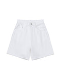 High Waist Wide Leg Denim Shorts Casual Female Solid Streetwear Knee-length Stright Jeans Bermuda Shorts 2022 New