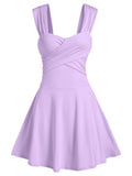 Dress 3XL Women Sleeveless Crossover Mini Flare Dress Sweetheart Neck Elegant Party Sexy Dress