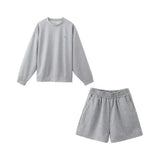 Spring Summer Loose Tracksuits Solid Color Two Piece Set O-neck Sweatshirts and Shorts