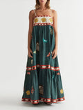 Women Causal Printed Strap Long Dress Summer Fashion Sleeveless Backless Loose Vestidos Female 2024 Elegant Vacation