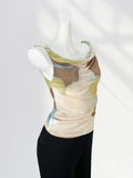 Zingj Beauty Does Not Penetrate Double Layer Mesh Gauze Dizzy Dye Kink Vest Female Summer Outside Wear Sleeveless T Shirt Inside Build Halter