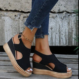 Summer New Fish Mouth Big Slope Hedging Buckle With Roman Wind High-Heeled