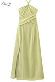 Halter Long Dress Women Summer Backless Dress Woman Off Shoulder Elegant Party Dresses For Women 2023 Sexy Evening