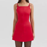 Satin Bow Strap Mini Dress- Outfit