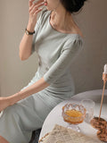 Dress For Women Elegant Midi Bodycon Dress Office Ladies Solid Clothing Femme Fashion Summer