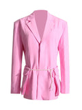 2025 New Niche Design Sense Loose Suit Coat Fashion Women Small Waist Belt