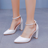 Cm Coarse Heel Sandals Mary Jane White Wedding Large-Size Sandals 42 Yards High Heels Spring And Summer Sandals