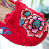 Zingj Embroidered Single Shoes Cloth Shoes Oxford Soft Sole Walk Casual Dance Shoes Square Dance