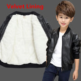 Arrived Boys Coats Autumn Winter Fashion Korean Children's Plus Velvet Warming Cotton PU Leather Jacket For 1-11Y Kids