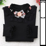 Spring Autumn Cotton Children Base T Shirts Baby Girls Clothes Long Sleeve Floral Casual T Shirt Tops Kids Lace T