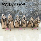 Snake Print 12cm Extreme High Heel Pointed Toe Women Pumps Valentine Stiletto Woman Shoes Party Evening YG027