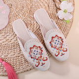 Zingj Satin Embroidered Cloth Shoes 2023 Spring / Summer New Ladies Summer Sandals Bag