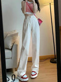 Zingj White High Waist Wide Leg Jeans Female Small Spring And Autumn Loose Straight Tube White Hanging Feeling Mop The Floor Versatile