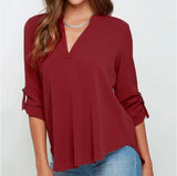 mujer de moda women V-neck Chiffon Blouses Long sleeve Female Shirt Fashion Plus Size blusa feminina blouse