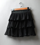 Ruffles Layered Elasticity Waist Mini Skirt-Outfit