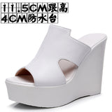 Hollow Waterproof Table Thick Bottom One-Word Drag High Slope And Fitting Room Slippers Soft Bottom Loose Cake 4243 Women Cold