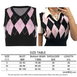 Sweater Vest Women Black Sleeveless Plaid Knitted Crop Sweaters Casual Autumn Preppy Style 2020 tops V Neck