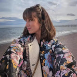 2023 Autumn And Winter New Style Lace Trumpet Sleeve Padded Coat Print-Outfit