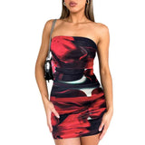 Zingj Women's Summer 2024 New Sexy Wipe Breast Print Package Hip Skirt Fashion Show Thin Dress Women's
