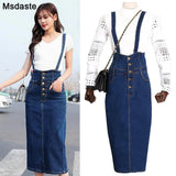 Skirt Plus Size Women Overalls Stretch Skinny Hip Midi Skirt Vintage Blue High Waist Overall Slim Denim Jeans
