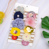 Set Floral Bows Solid Baby Headbands Dot Bowknot Elastic Cotton Hair Bands For Girls Nylon Princess Turban Hair