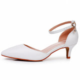 Cm Large-Size Sandals Fine Heel Point White Matur PU Wedding Shoes Sandals White High Heels Bridal