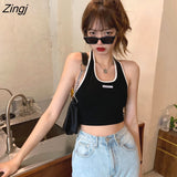 Women Halter Backless Sexy Streetwear Cropped Tops Off-shoulder All-match Ins Ulzzang Leisure Chic Female Summer