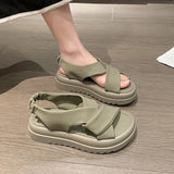 2025 New Fashion Cross-Platform Sandals Women's Simple Solid Color Trend Light Casual Beach