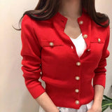 Zingj New Autumn 2023 Xiaoxiangfeng Single-Breasted Cardigan Female Slim Round Collar Short Woolen
