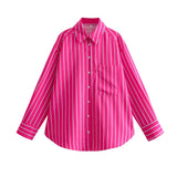 2025 New Women's Fashion Striped Loose Long-Sleeved Shirt