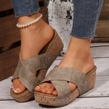 Cross-Slippers With Thick Bottom Slippers Female Toe Loose Cake And Retro Beach Cool Slippers
