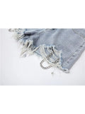 Waist Women's Jeans Shorts Casual Harajuku 2022 Summer Female Vintage Streetwear E-girl Wide-leg Ripped A-line Denim