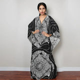 Print Deep V-neck Dress Batwing Sleeve Long Dresses Women 2022 Summer Dress Beachwear Bohemian Women Kaftan