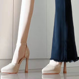 Table With High Heels Women With Thick Heel 2025 Summer New Pointed Black Single Shoes Sexy Temperament