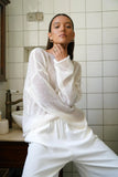 Knitted Jersey 2025 Spring And Summer New Female Perspective Thin Round Collar Horn Sleeve Knit