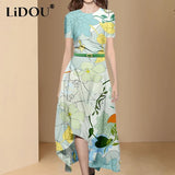 Chiffon Patchwork Fashion Chic Dress Short Sleeve Fake Two Piece Lace Dress Elegant Hollow Out Sweet Vestidos De